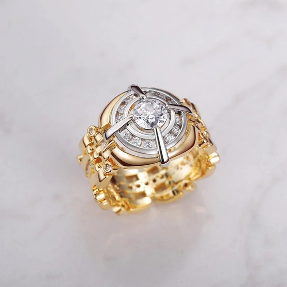 🔥Shiny Advanced Zircon Watch Dial Fashion Tops Luxury Ring for Man, MARR9062 - Picture 5 of 6